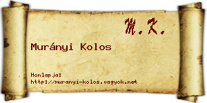 Murányi Kolos névjegykártya